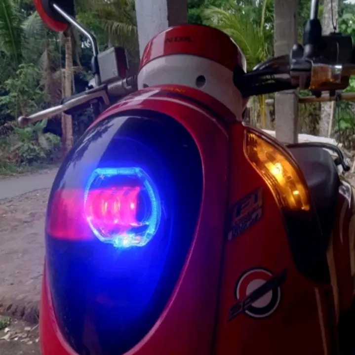 Lampu Utama LED BEAT SCOOPY VARIO NMAX JUPITER VIXION Daymaker BiLED Projie Projector 4 Mata Lensa 8D V12 DM4 Mobil Motor 6