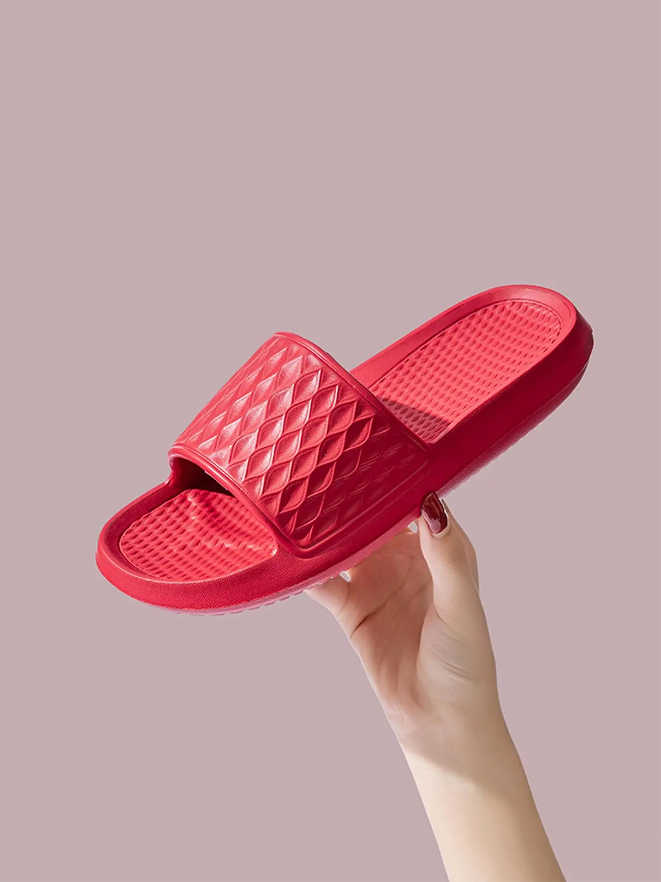 Women's Solid Color Quilted Design Slides, Casual Comfortable Breathable Non-slip Slippers, Soft Comfy Home Slippers for Indoor Outdoor Wear, Walking Shoes