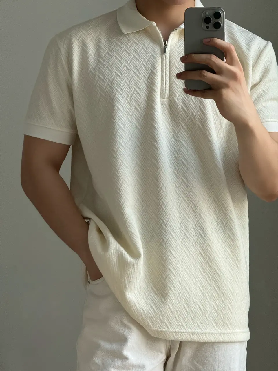 áo polo dáng suông chất cotton gân thoáng mái [Siwa Zipper Polo]