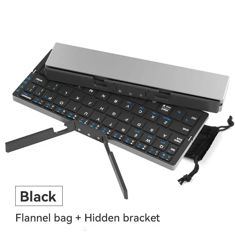 Charging Wireless Bluetooth-compatible Keyboard, Foldable Keyboard with Hidden Stand & Bag, Portable Keyboard for Phone & Tablet, Gift Ideas, Computer Accessories 0