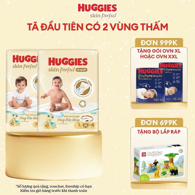 TÃ DÁN, TÃ QUẦN HUGGIES SKIN PERFECT NB70, S54, M76, L66, XL58, XXL54 MẪU MỚI Cho Bé Bỉm Quần Voi Đồ Chơi