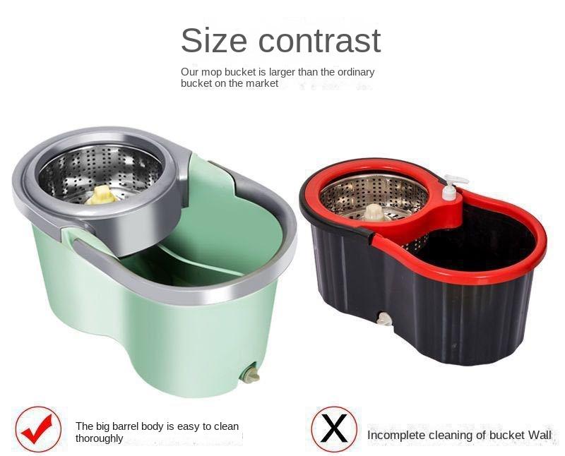 Product Introduction of Mop Rotary Mop Bucket Hand Wash-Free Wet and Dry Dual-Use Suit Wholesale Household Automatic Water Dumping Lazy Mop 4