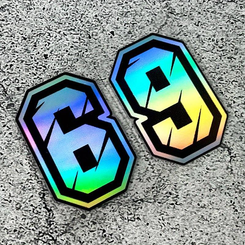 Laser Effect Digital Number Sticker, Universal Creative Logo Waterproof Outdoor Decorative Sticker, Car Exterior Accessories for Motorcycle Body Scratches Cover Laptop Luggage Mailbox 4