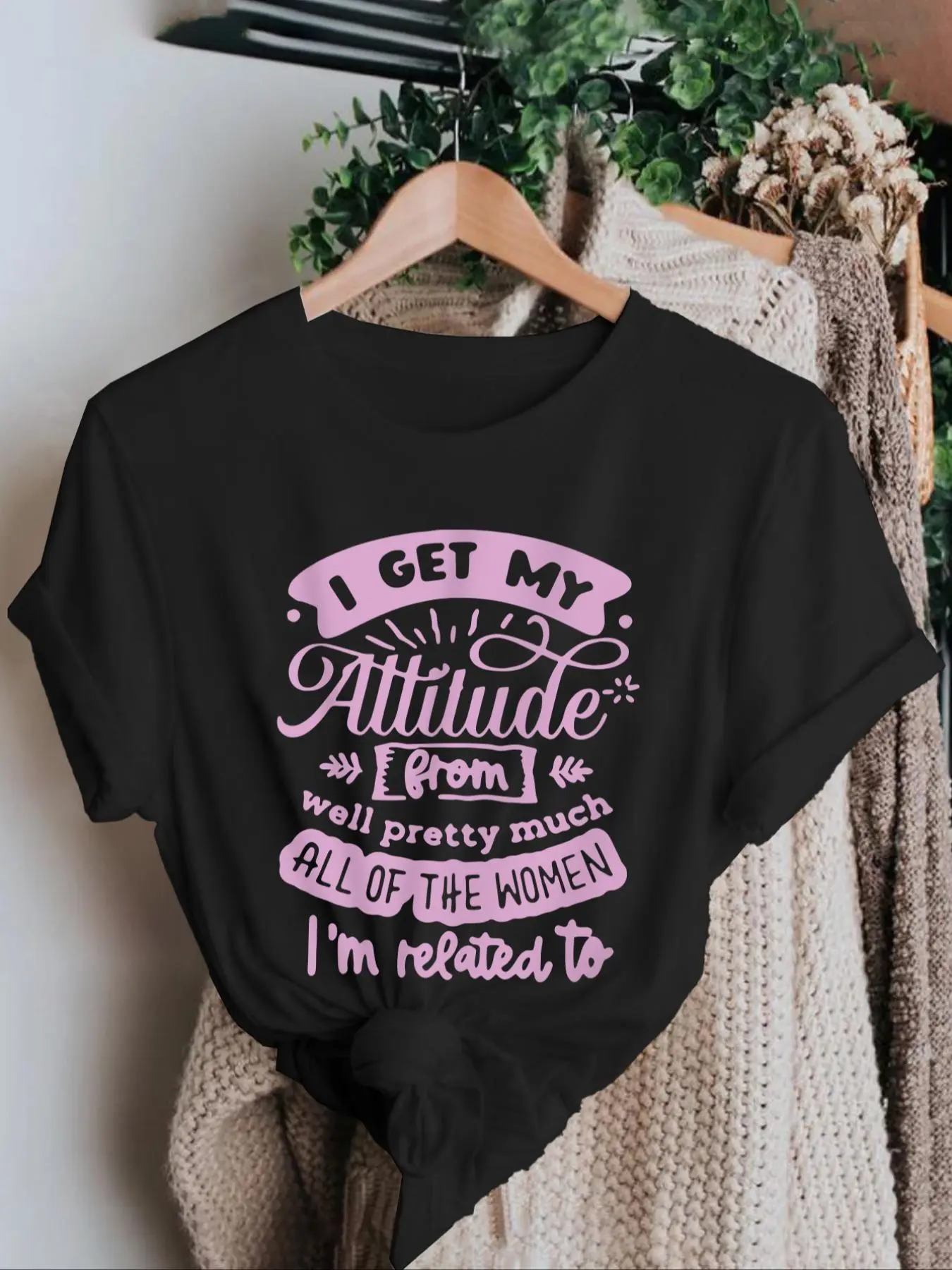 Women's Letter Print Round Neck Tee, Fashion Casual Crew Neck T-shirt for Daily Holiday Vacation Outdoor Wear, Ladies Clothes for Summer