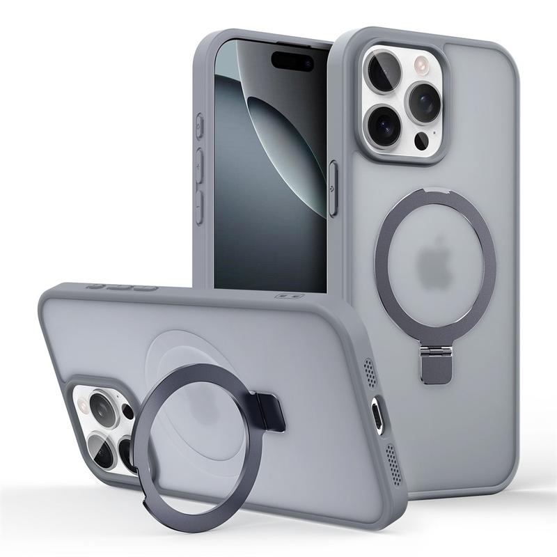 Product Introduction of Shockproof Magnetic Kickstand Matte Case For iPhone 16 15 14 Plus 13 12 Pro Max Case With Holder Stand Cover for Magsafe 10
