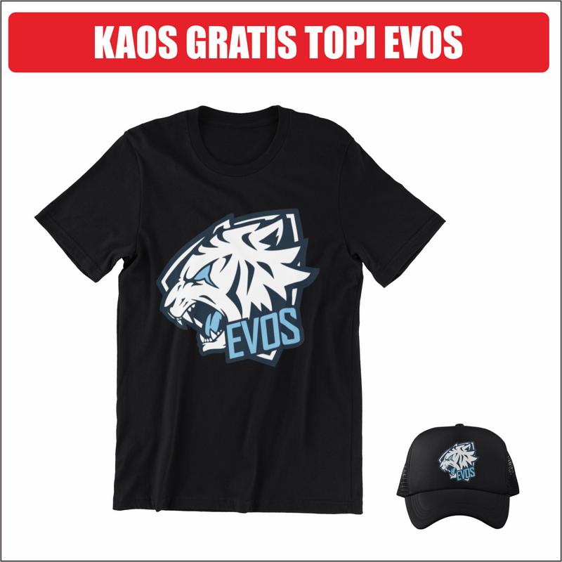 TK001 Kaos Gratis Topi Tema Esport Evos RRQ Combed 30S 1