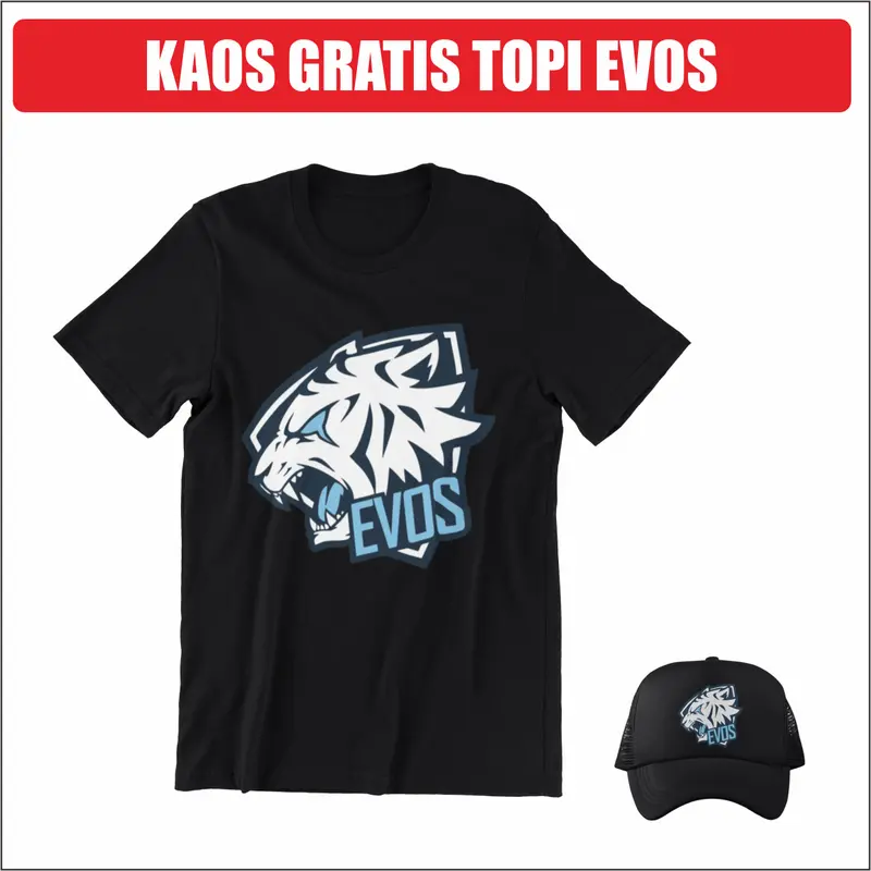 TK001 Kaos Gratis Topi Tema Esport Evos RRQ Combed 30S 1