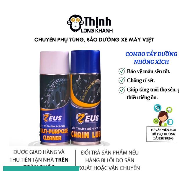 [COMBO 2 CHAI] TẨY SÊN ZEUS VÀ DƯỠNG SÊN ZEUS - Vệ sinh nhông dĩa