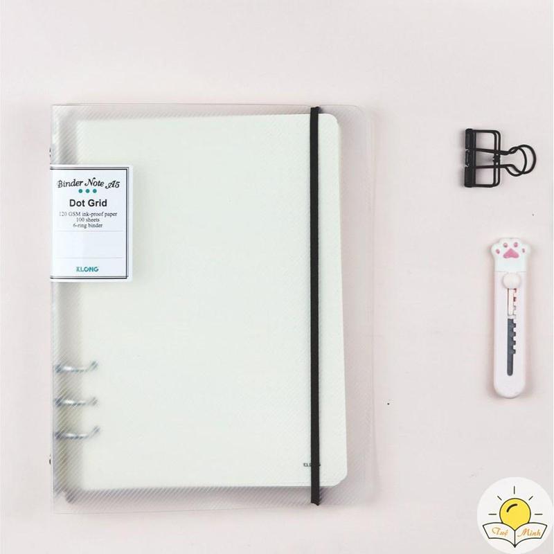 Sổ còng A5 giấy chấm Dot grid 100 tờ Klong MS 995 bìa nhựa, gồm File còng + ruột sổ
