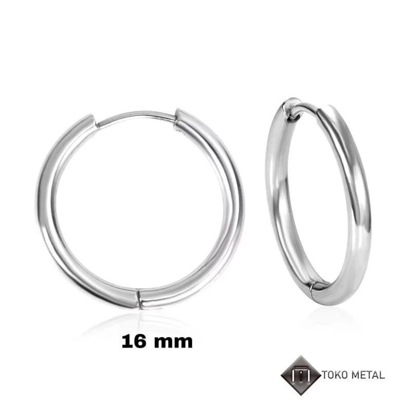 Anting Bulat Hoop Titanium Pria dan Wanita 1pasang Gold Hitam Earrings 5
