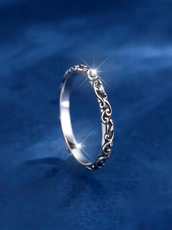 S925 Sterling Silver Vintage Style Ring, Fashion Jewelry Accessories for Men & Women for Party, Daily Clothing Decor, Trendy All-match & Exquisite Jewelry for Birthday Gift 4