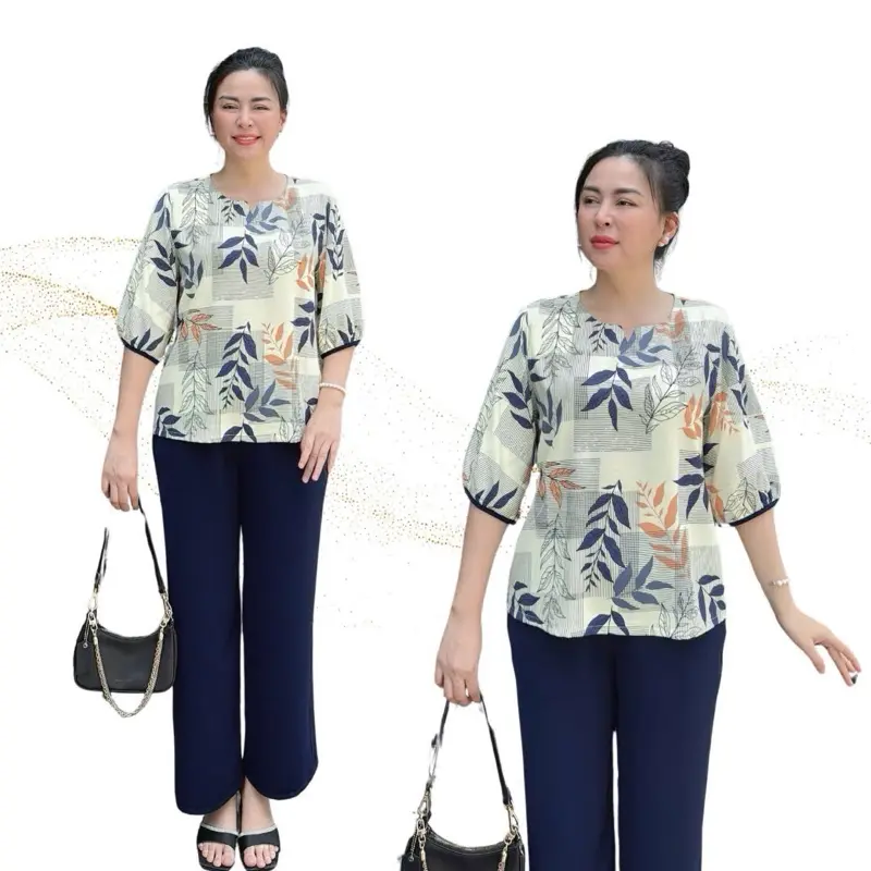 Y27 Set Bộ Trung Niên Lụa Mango Cao Cấp Hoạ Tiết Sang Trọng Phối Màu Tinh Tế Mặc Thoải Mái Cho Các Quý Cô Thun