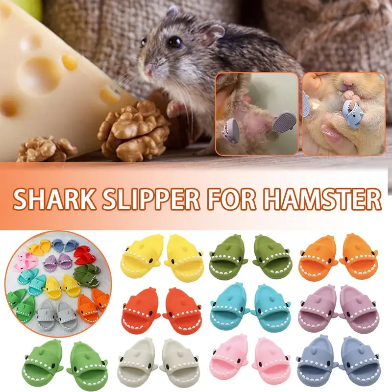 Dép Lê Mini Cho Chuột Hamster, Dép Cá Mập, Thiết Kế Hoạt Hình Dễ Thương, Đồ Trang Trí 2 * 1Cm, Thích Hợp Cho Thú Cưng Nhỏ J1Y0 3