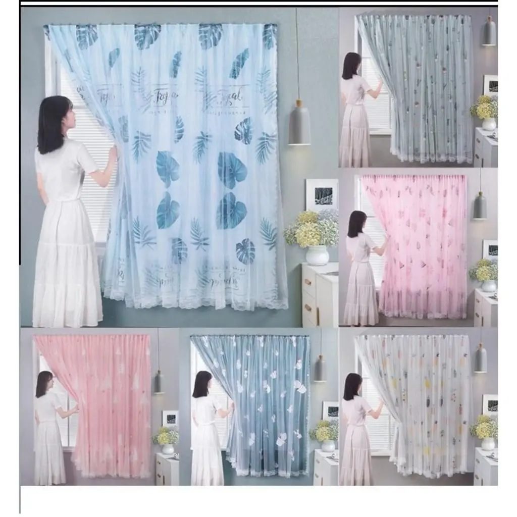 Rèm Dán Tường Hai Lớp Không Cần Thanh Treo - Nhiều Size Đa Dạng Mẫu Decor Trang trí Chống nắng Nhà cửa Nội thất Đời sống Tiện lợi