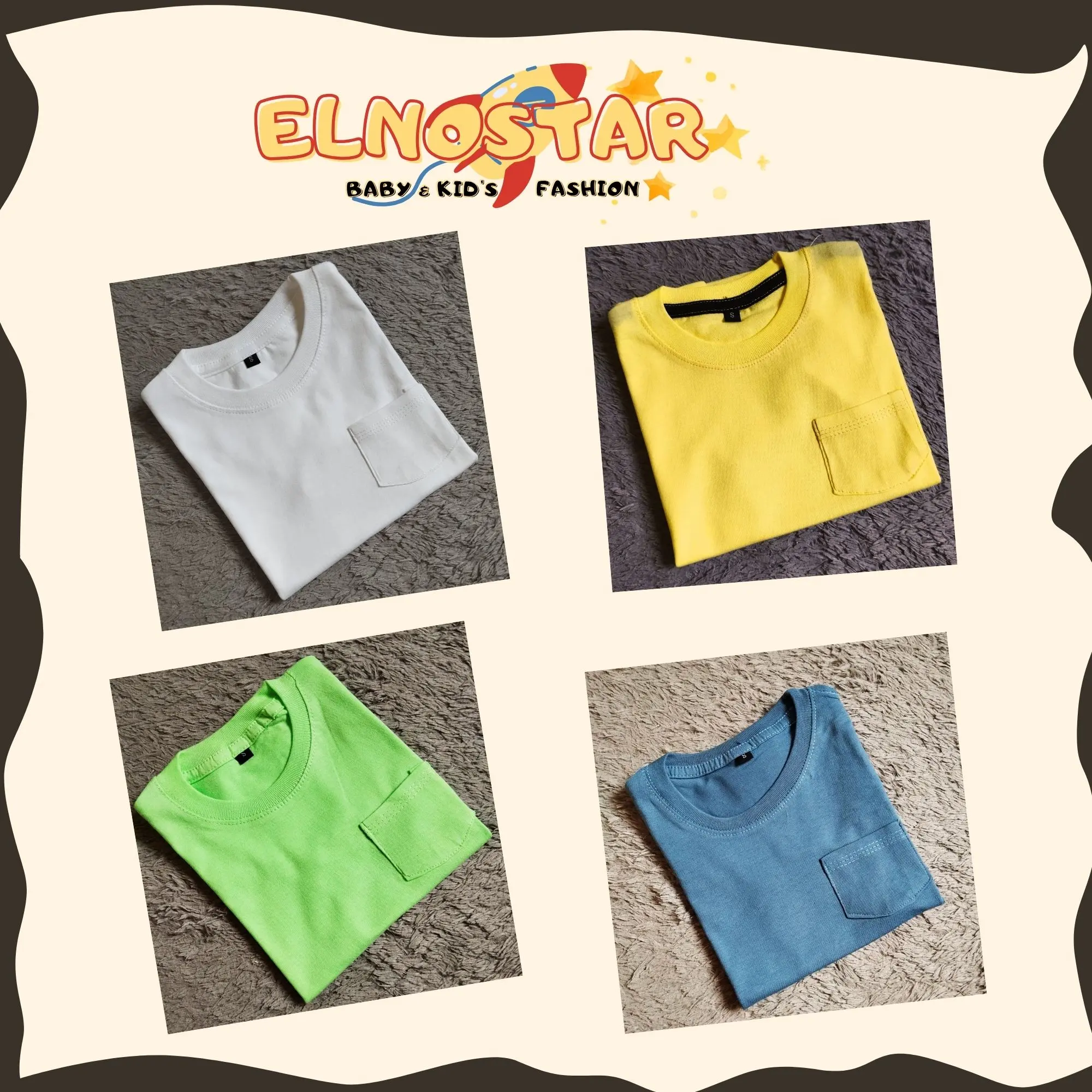 kaos anak pocket tee bahan cotton lembut anak perempuan dan laki-laki (unisex) ||Tshirt anak|| baju anak pocket tee Katun Santai