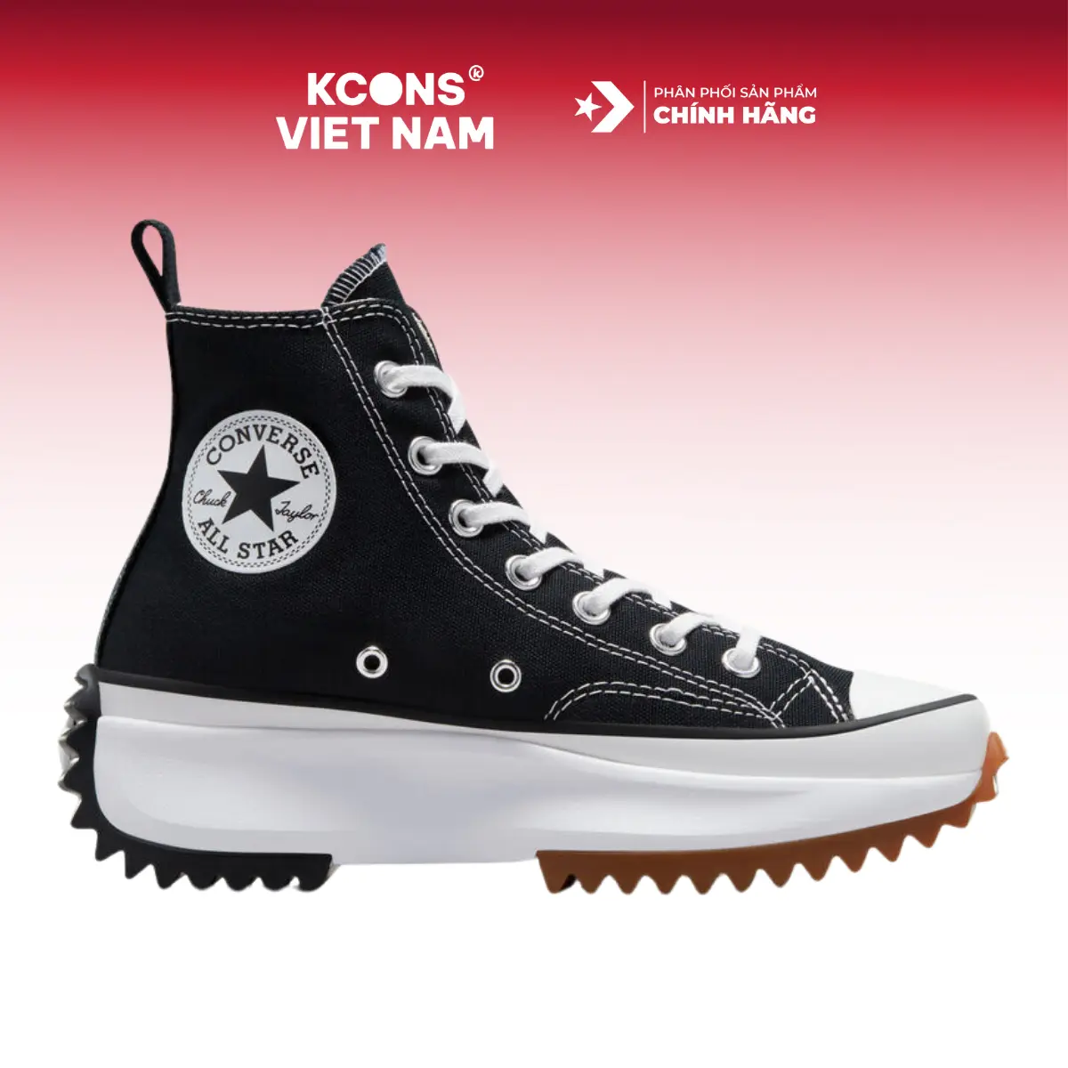 Giày Converse Run Star Hike Black High Top 166800C Sneaker Shoes Nam Cao Su Đế Bằng Vải Canvas