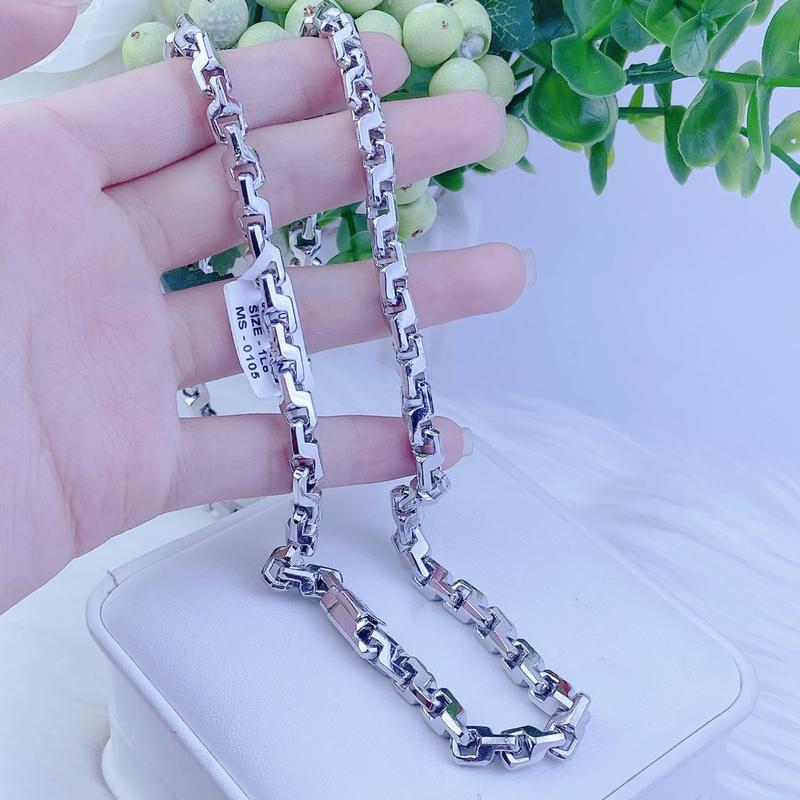 Dây chuyền nam mạ bạch kim chữ công 1 lượng khoá hộp có ký hiệu bền đẹp - Trang sức bảo long