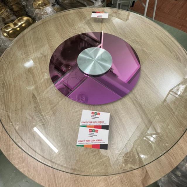mâm xoay bàn ăn cao cấp [Màu Hồng Tím] size 60,70,80,90,100cm, bộ mâm xoay gồm đế xoay inox và kính cường lực dày 10ly 2