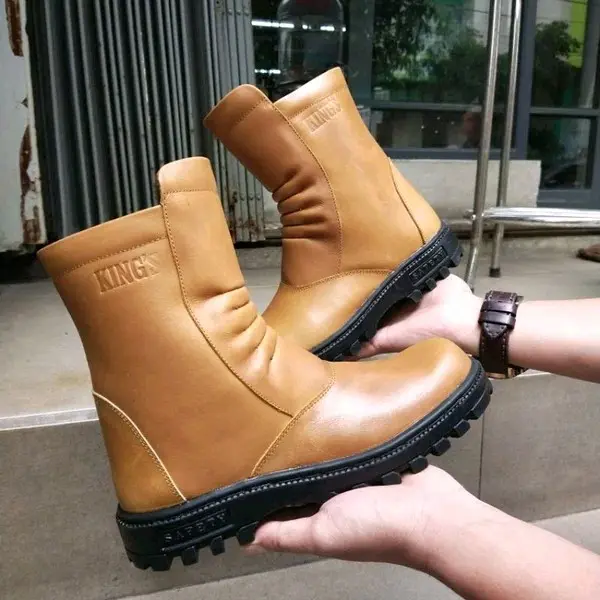 sepatu safety boots King proyek full kulit sol karet ujung besi terlaris