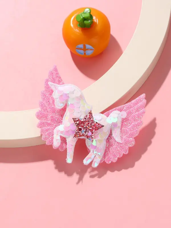 Cute Cartoon Unicorn & Wing Design Hair Clip, Cute Hair Accessories for Girls, Sweetness Barrette 0