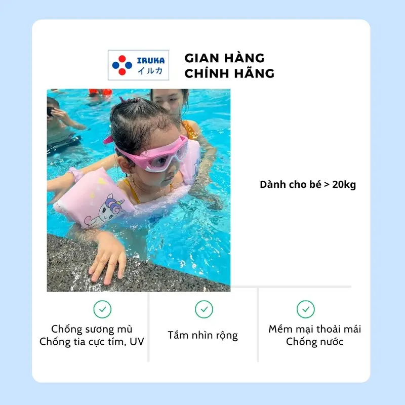 [Giảm 40% ] M5 KÍNH BƠI CAO CẤP Iruka chống nước dành cho trẻ em lớn hơn 20kg, màu xanh hồng, chống mờ sương, chống nước, chống tia UV 5