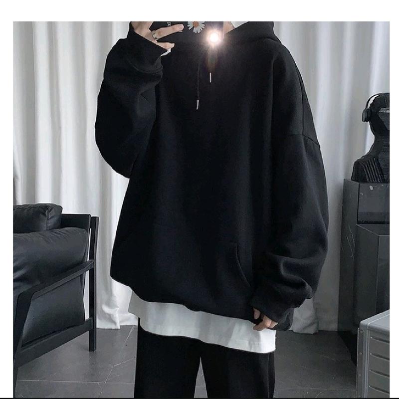 áo hoodie nỉ nam  nữ trơn form rộng  túi mũ  Menswear 4