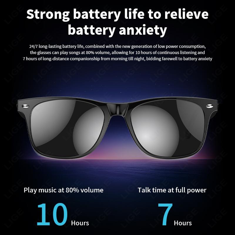 LIGE Smart Glasses AI Intelligent Voice Video Real-time Translation Bluetooth Call Noise Reduction Glasses Sports Music Player