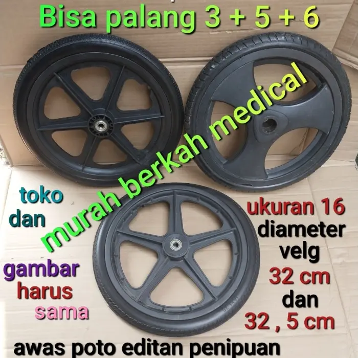 Ban mati kursi roda ukuran 16 palang 3 + 5 + 6 original universal [CM]