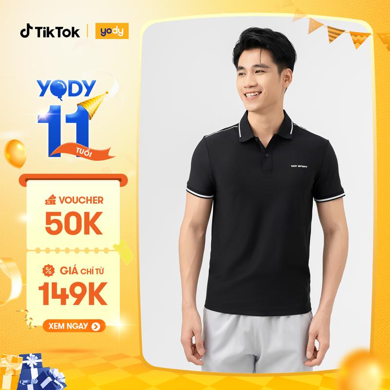 YODY Áo Polo Nam Thể Thao Airycool Điều Hòa Thoáng Mát Mềm Mịn SAM7017