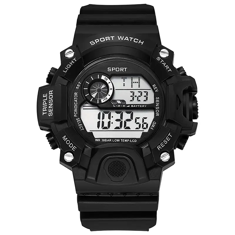 New fashion simple adult men's outdoor electronic watch large dial multi-function luminous alarm sports watch