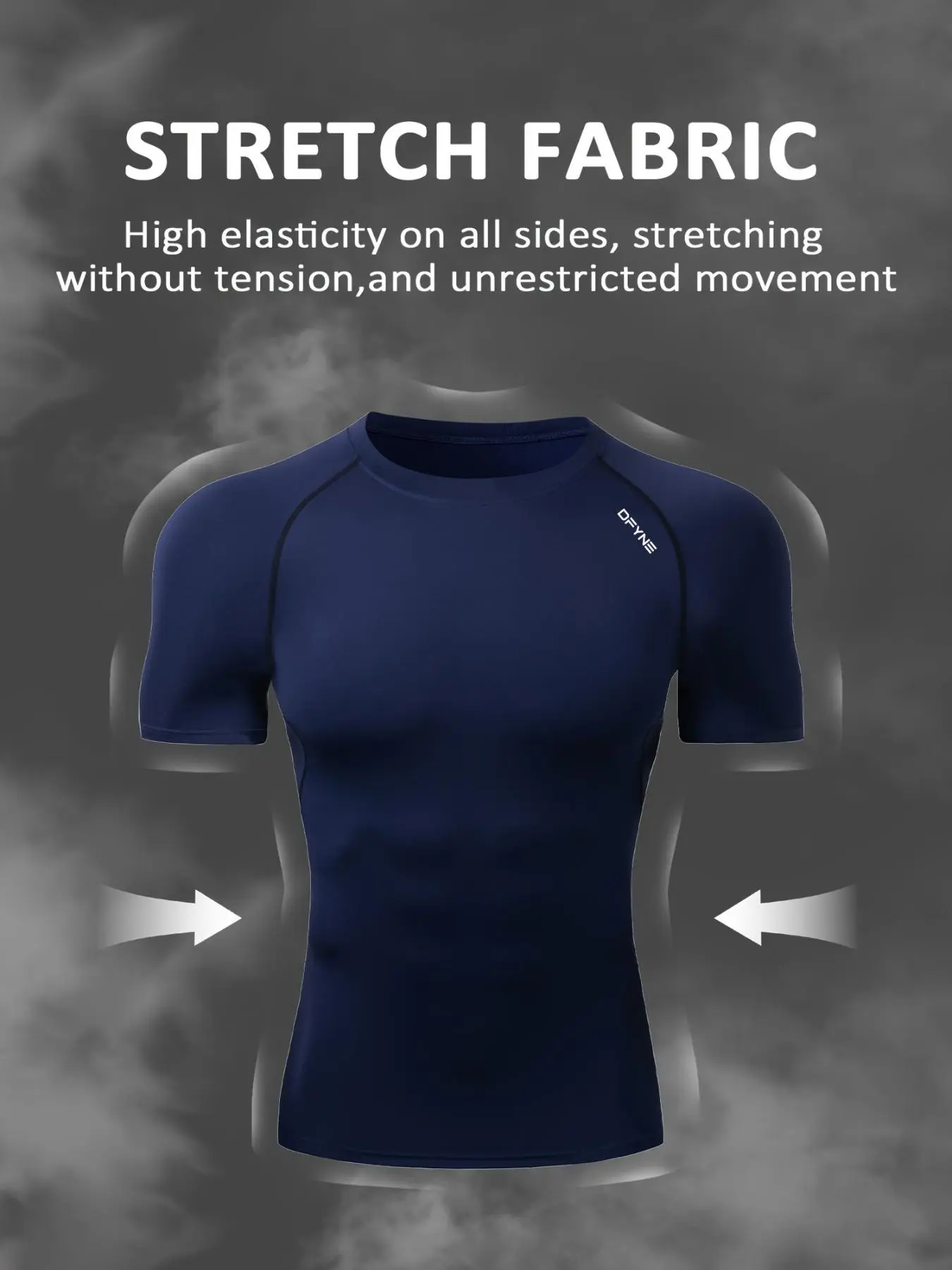 Men's Compression Short Sleeve Tee, Quick Drying Breathable Round Neck T-shirt for Gym Workout Running, Casual Sporty Top for Summer