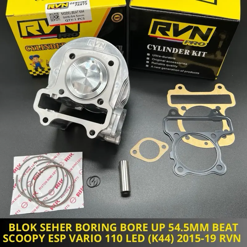 BLOK SEHER BORING PAKET BORE UP BEAT POP BEAT ESP SCOOPY ESP K44 VARIO 110 LED STATER BEAT STREET 2015 2019 54.5MM 54.5 MM RVN THIAILAND 6
