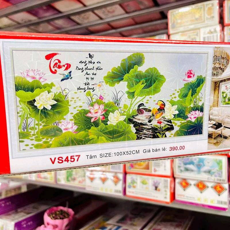 Tranh đính đá Thư Pháp chữ Tâm VS457-100x52cm