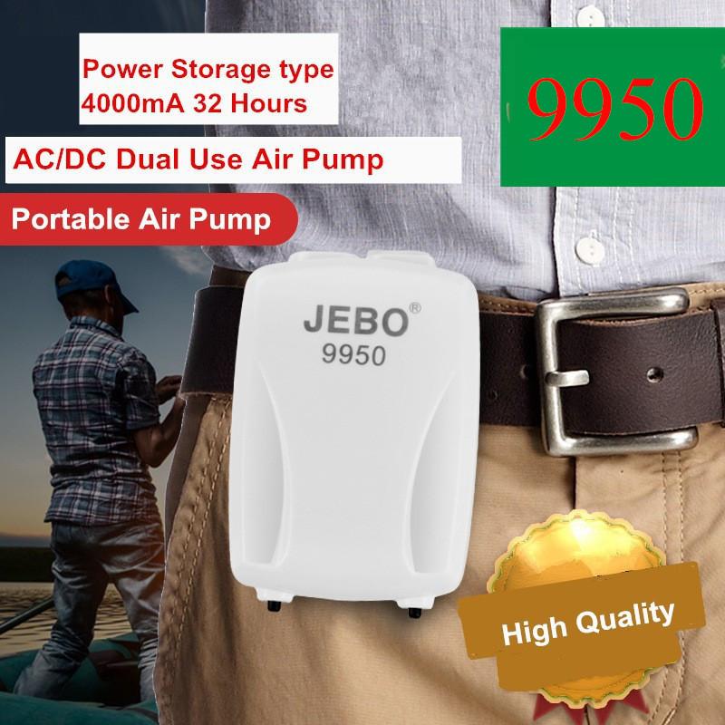 Máy thổi oxy tích điện 2 vòi ĐỀ PHÒNG CÚP ĐIỆN JEBO, KAOKIU 9950 thích hợp cho hồ cá cảnh, hồ thủy sinh và đi câu cá - TẶNG KÈM DÂY VÀ ĐÁ SỦI