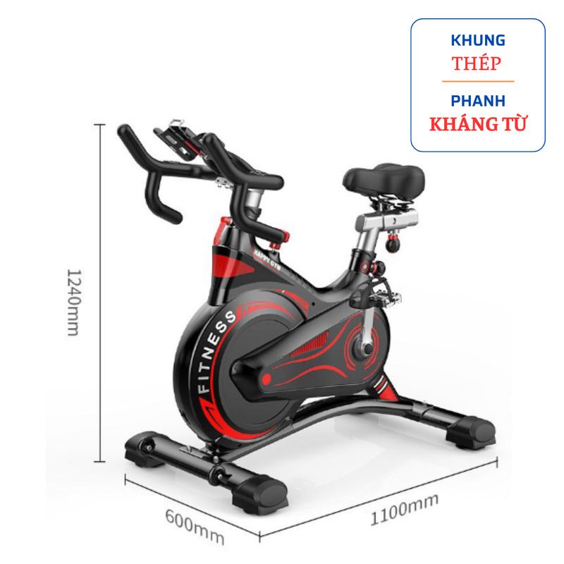  Xe đạp tập thể dục Happy Gam 2024 bánh đà kháng từ đồng hồ đo nhịp tim có kệ để Ipad điện thoại 