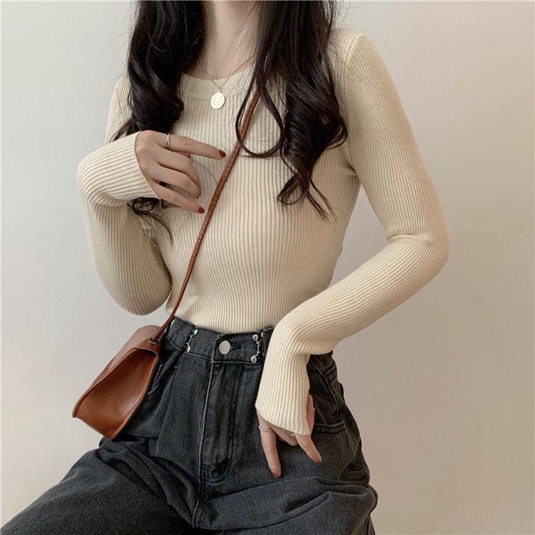 Product Introduction of Áo Len Đáy Bên Trong Trơn Mùa Đông, Phong Cách Hàn Quốc Mới, Kẻ Sọc Chìm, Cổ Tròn, Dài Tay, Thời Trang, Dành Cho Nữ Women Top 12