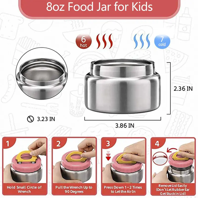Cartoon Lunch Box with Soup Cup (1/2 Counts), Portable Bento Box with Insulated Bag, Stainless Steel Food Storage Container for Kids, Summer for Gift, Back To School Supplies, Halloween Gift 8