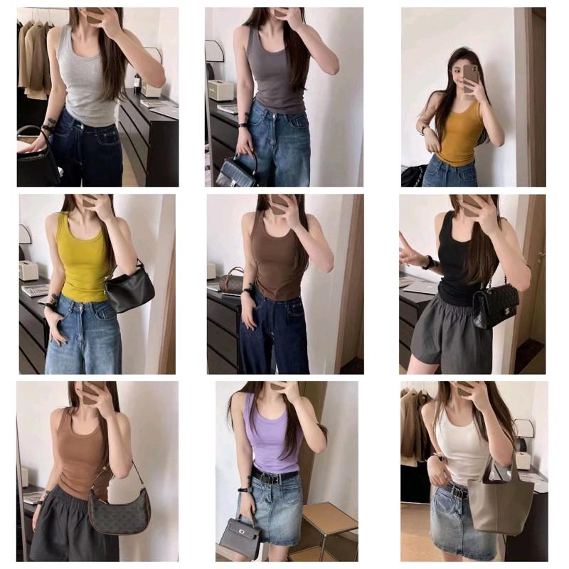 LOANPRO Áo ba lỗ cotton có đệm Hàng QC M6602 Top Nữ Women Voi 8