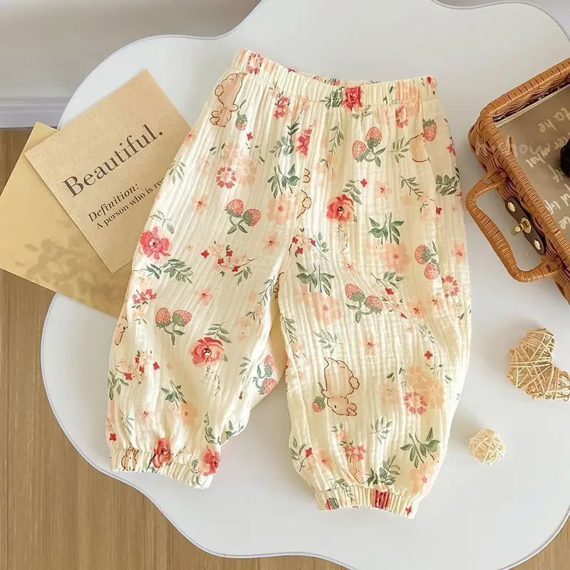 Quần Chống Muỗi Cho Em Bé Gái, Phong Cách Mới, Dáng Rộng Vừa Vặn, In Hoa PP Lớn, Quần Đèn Lồng, Mềm Mại Và Thoáng Khí, Thích Hợp Cho Mùa Hè quần begai Quần Legging Cho Quần Jean Ống Quần Tất Bé Phụ kiện hoá quâ  notreem 3
