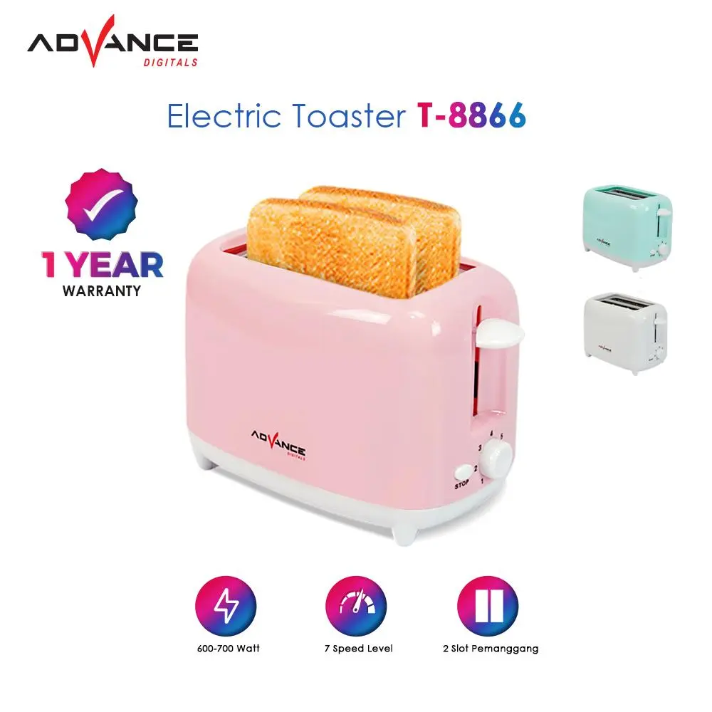 Pemanggang Roti Listrik Advance Toaster Sandwich Otomatis Pop-up T8866 |Garansi Resmi Advance 1 Tahun