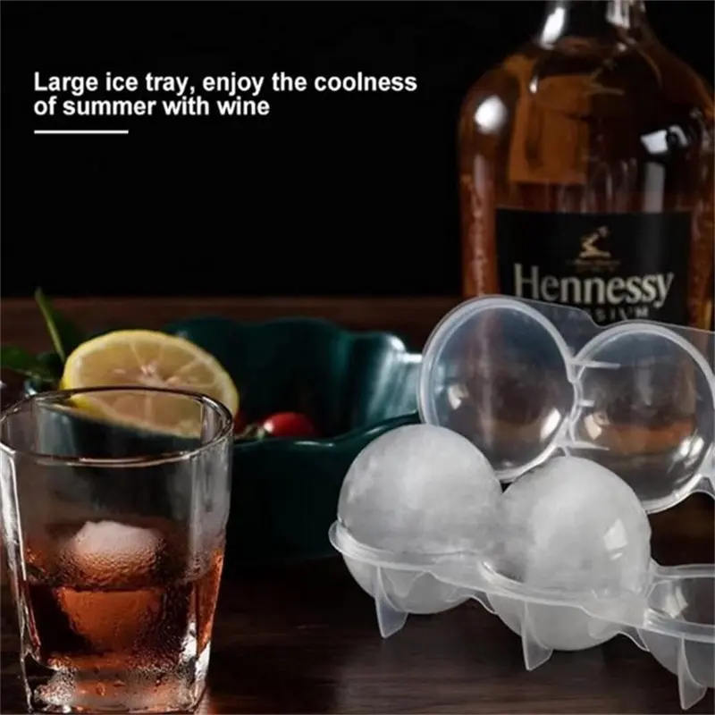 4 Cavity Bar Sphere Ice Cube Mould Mold Ball Freezer Maker Tray Whiskey DIY