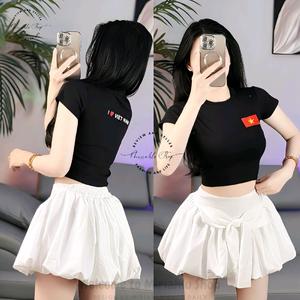 Áo Thun Croptop Thun Borip Form Basic Ôm Body In Hình Cờ Đỏ Sao Vàng Mặt Trước, Mặt Sau I ️️LOVE VIET NAM, Áo Croptop Ôm Body Nữ Áo Kiểu Xinh Đẹp In Hình Độc Lạ Đi Biển Đang Hot 2025 Mặc Hè Mặc Nhà Mặc Đi Chơi Thoải Mái Có Bigsize Đến 65kg
