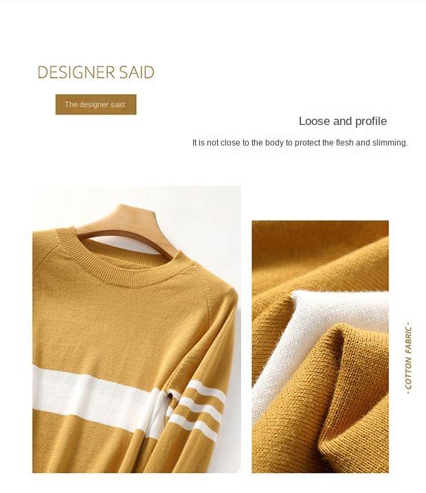 Product Introduction of Autumn new women's cotton sweater loose slim fit round neck multicolor sweater Western style inner wear bottoming shirt fashion tops 2