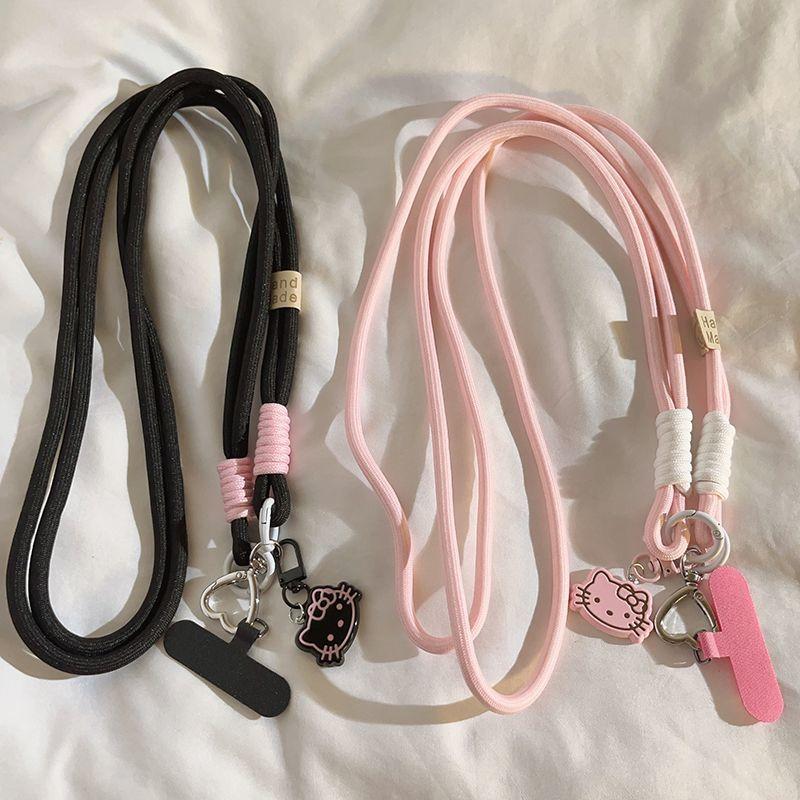 Ốp lưng điện thoại 3D hình Hello Kitty hồng, dây treo và quấn, dây treo quay, dây treo máy ảnh, dây treo túi, đa dụng Phone Phụ Kiện