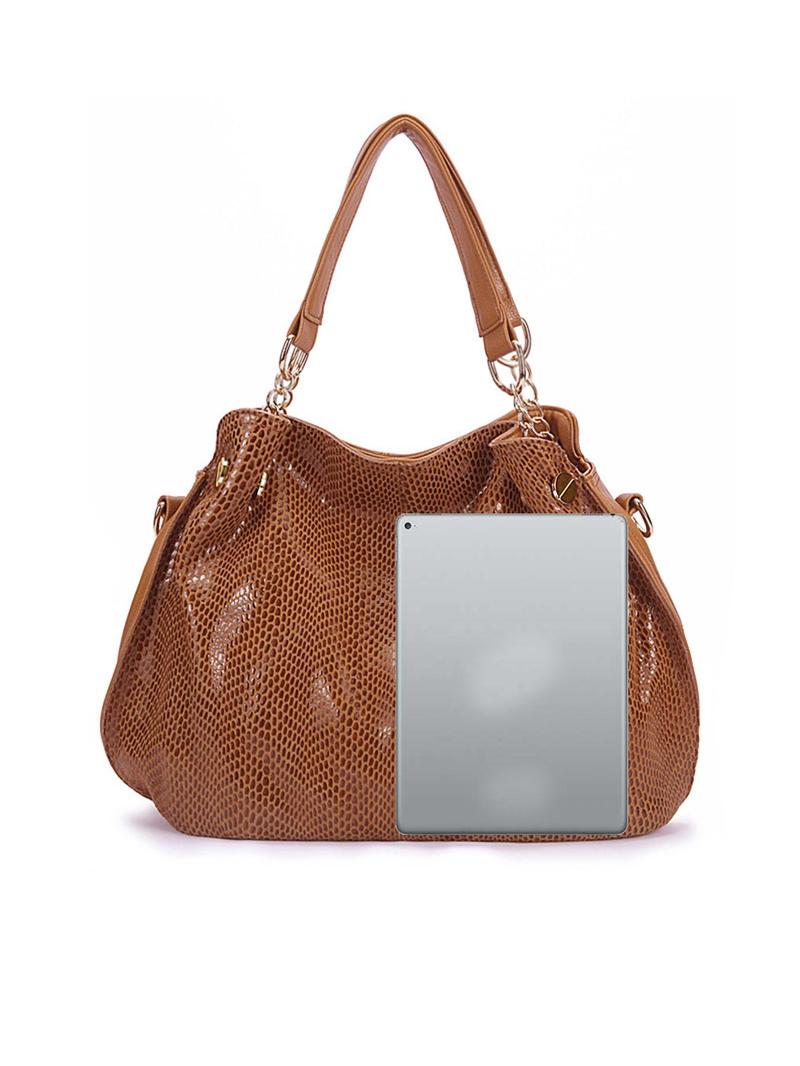 Product Introduction of Women's Business Genuine Leather Snakeskin Embossed Shoulder Bag, Casual Leather Large Capacity Tote Bag for Women, Trendy Versatile Commuting Bag for Daily Use 6