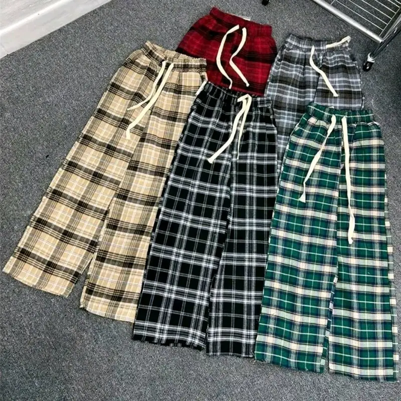 Sét bộ đồ quần ống rộng kẻ họa tiết CARO đỏ + kèm áo phông phom rộng tay lỡ chất cotton hình nơ rúm ĐỎ- tùng lâm 99 2