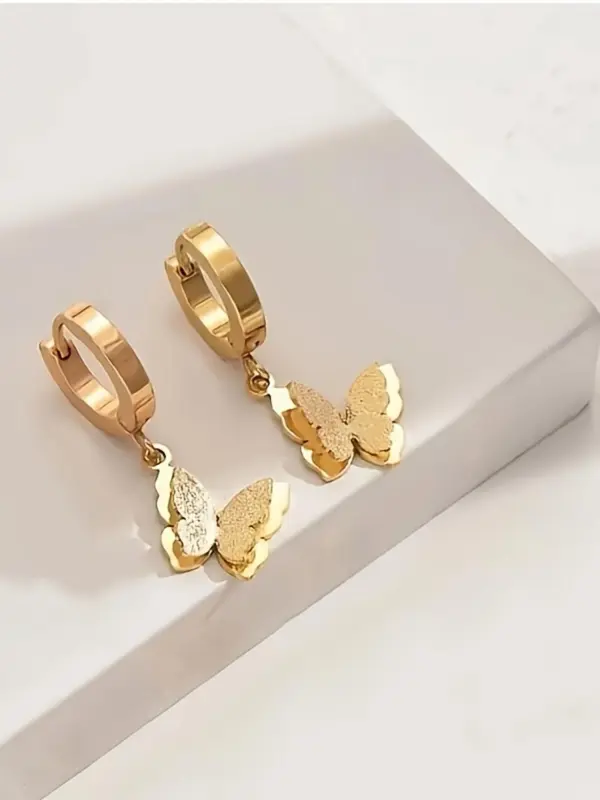 Butterfly Design Hoop Earrings, Fashionable Jewelry for Women & Girls, Trendy All-match & Exquisite Jewelry for Birthday Gift 0