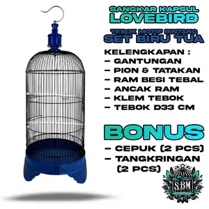 Sangkar Burung Lovebird Motif Bintang Warna Biru Tua | Sangkar Burung Love Bird Parkit Kenari Kandang Besi Import Model Kapsul