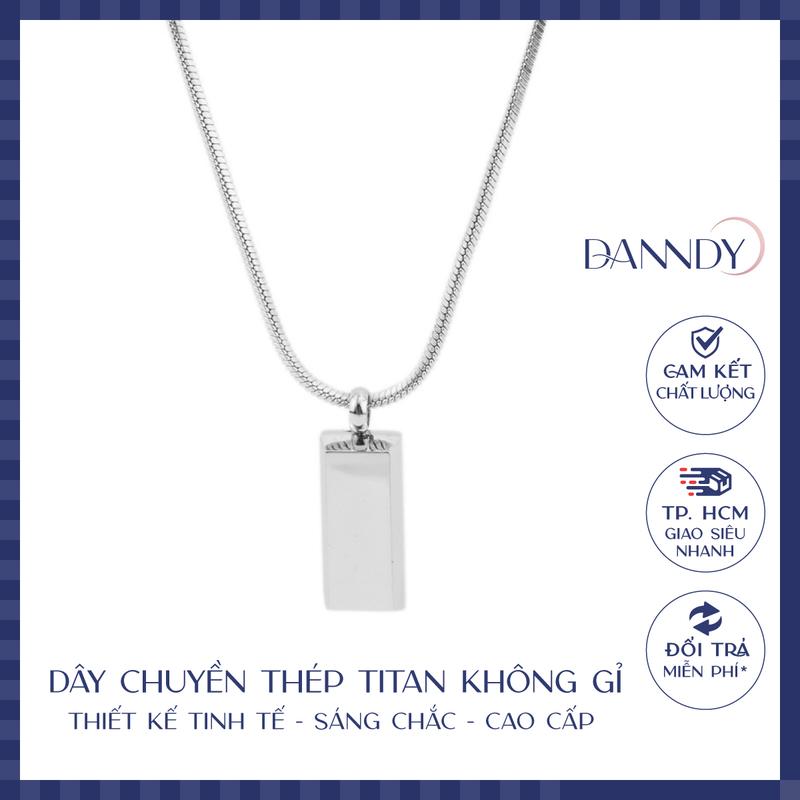 Dây chuyền titan thép không rỉ sáng bóng. Vòng cổ nam màu bạc có mặt đơn giản | Dandy