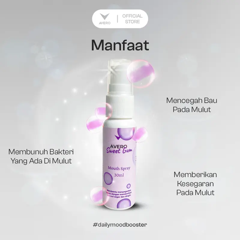 Avero Penyegar Mulut BPOM  & Halal 30ml - Sweet Gum Mouth Spray Buy 1 Free 1 5